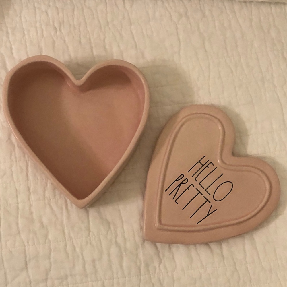 NEW Rae Dunn Hello Pretty Pink Ceramic Trinket Box